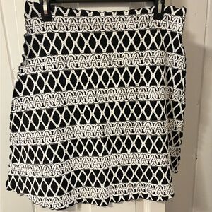 Black and White Textured A-Line Skirt